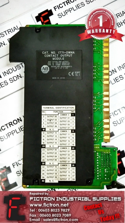 1771-OWNA 1771OWNA ALLEN BRADLEY CONTACT OUTPUT MODULE REPAIR SERVICE IN MALAYSIA 12 MONTHS WARRANTY