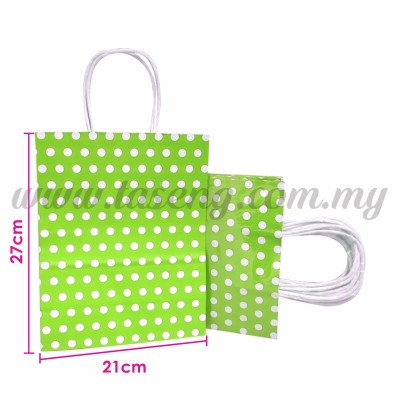 Paper Bag Polka Dot Lime Green *10pcs (PPB-PD3-LG)