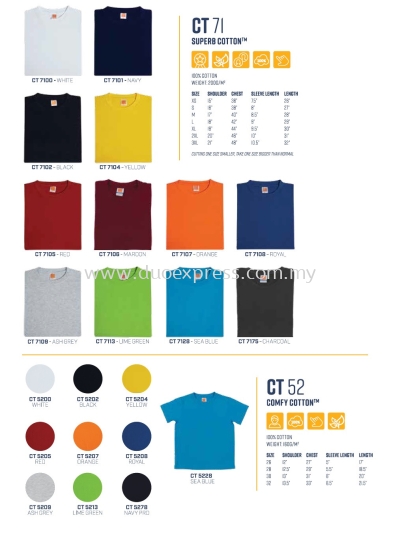 CT52 CT71 Roundneck T Shirt Cotton