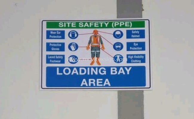 ppe sign n safety for loading bay /rack aluminum holder/rack numbering code sign n infomation board 