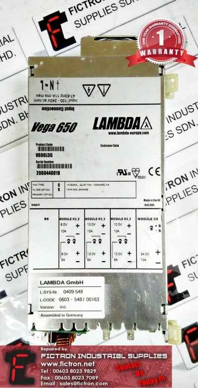 V606LDG LAMBDA VEGA650 POWER SUPPLY UNIT REPAIR SERVICE IN MALAYSIA 12 MONTHS WARRANTY