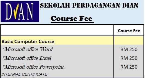 Microsoft Office (Word, Excel, Powerpoint) Microsoft Office (Word, Excel, Powerpoint) Course Fee Book Keeping