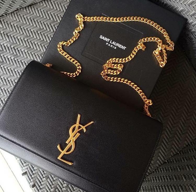 (SOLD) Brand New YSL Classic Grained Calfskin Clutch Bag in Black with ...
