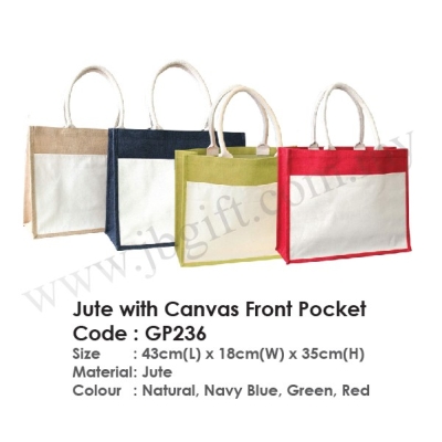 Jute with Canvas Front Pocket GP236