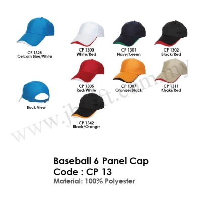 Baseball 6 Panel Cap CP 13