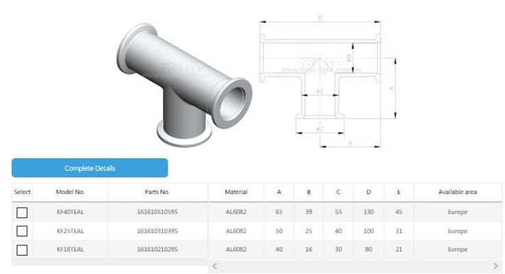 KF Tees Aluminum Fittings