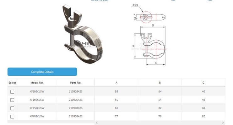 KF spring clamp with wing nut