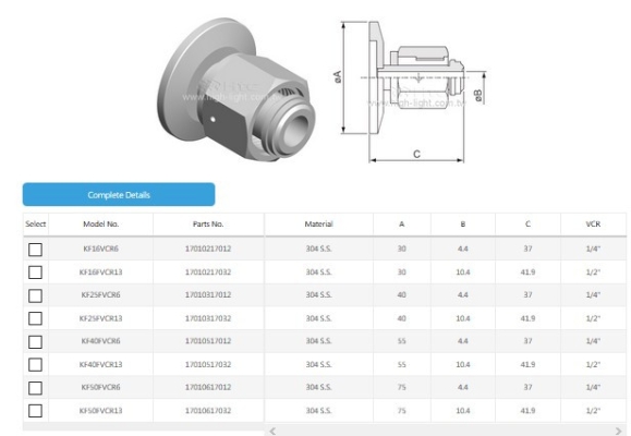 KF-VCR Female Adaptor