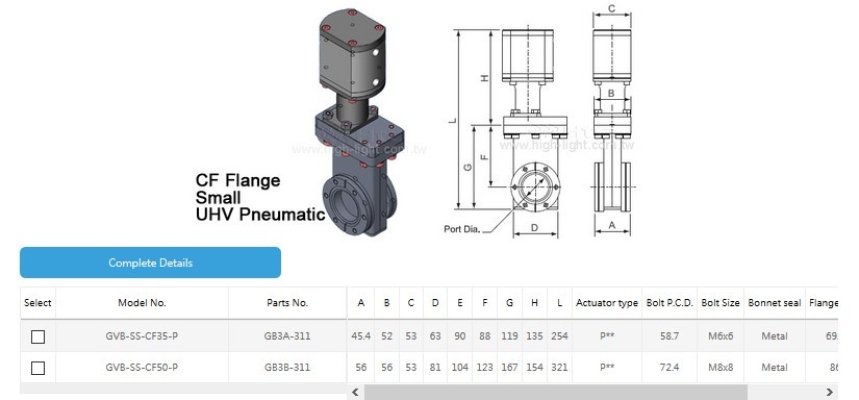 Pneumatic-Mini-UHV Gate Valve (L type)