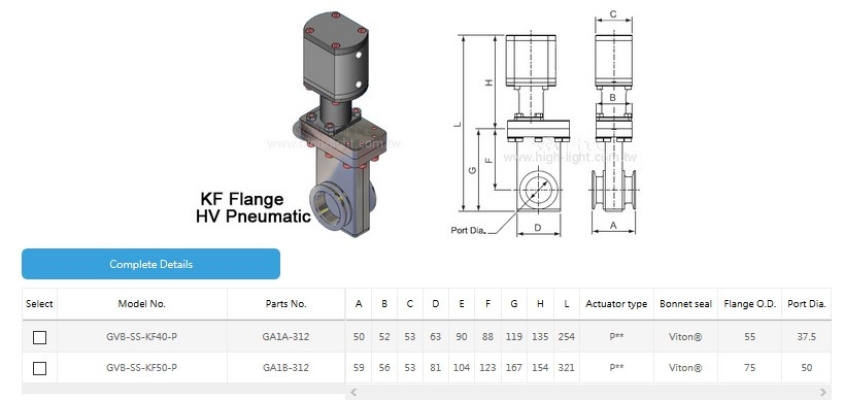 Pneumatic-Mini-HV Gate Valve (L type)