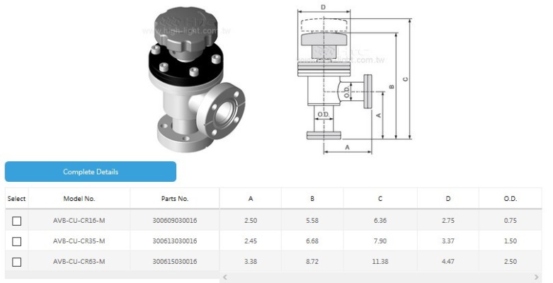 Copper Seal Bonnet CF Flange with Bellows