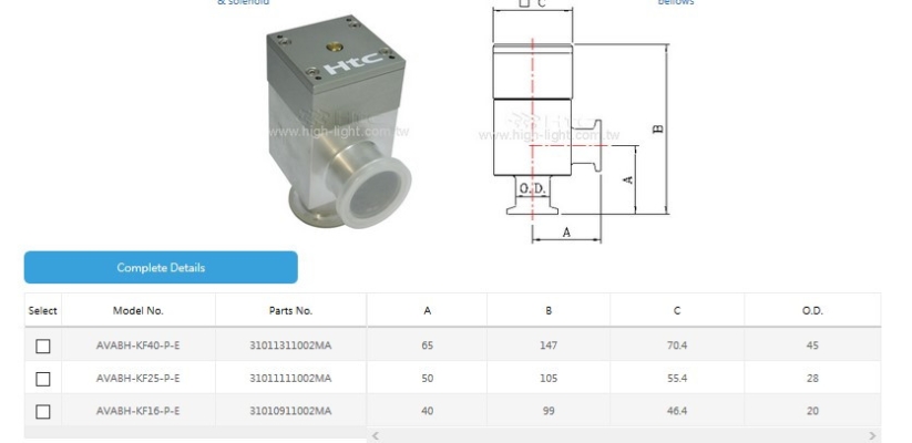 N.C. HV aluminum angle valve