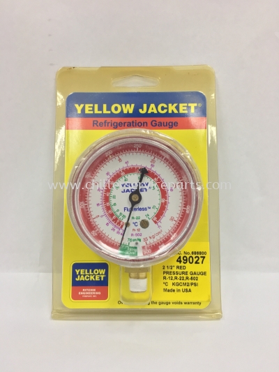 Yellow Jacket Refrigeration Gauge 2-1/2 Red Pressure Gauge