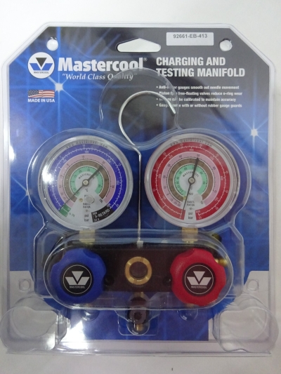 MASTERCOOL 92661EB413 2-WAY ALU. MANIFOLD SET & ADAPTERS C/W 3-5FT HOSES (R410A, R407C, R22)