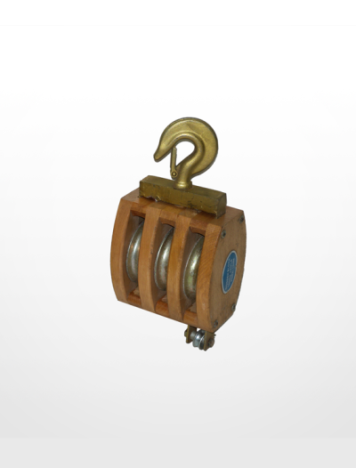 RE05) Wooden Block with Hook Fitting (Triple Sheave)