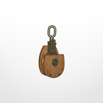 RE12) Wooden Snatch Block with Shivel Eye