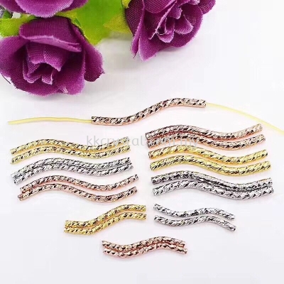 "S" Style Tube, 1.5*25mm, White Gold Platting, 20pcs/pkt