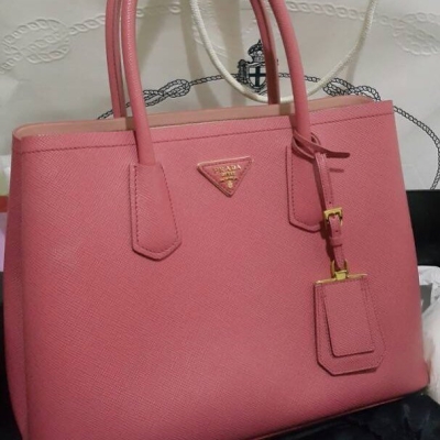 (SOLD) Prada Saffiano 1BG775 Saffiano Cuir with Strap in Tamaris Pink