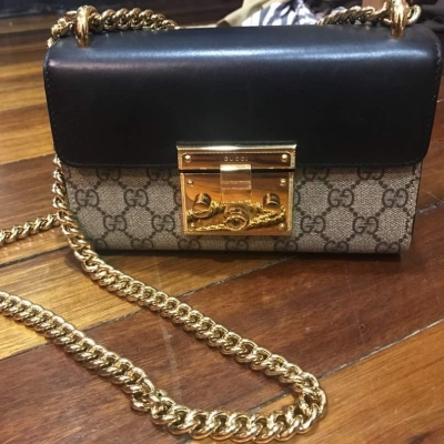 (SOLD) Gucci Classic Small Padlock with Black Leather