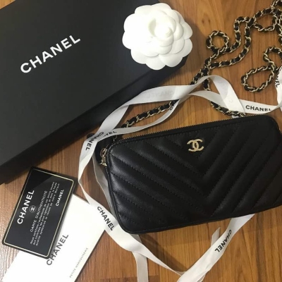 Brand New Chanel Wallet on Chain in Black Lambskin with GHW