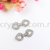 Clasp Double Heart Shape, Code A44445, White Gold Plated, 2pcs/pkt Clasp  Jewelry Findings, White Gold Plating