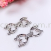 Clasp, Code A75236, Love Shape, White Gold Plated, 2pcs/pkt Clasp  Jewelry Findings, White Gold Plating