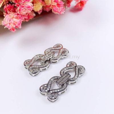 Clasp, Code 028032, White Gold Plated, 2pcs/pkt