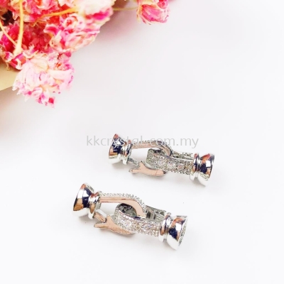 Clasp, Code 0283023, White Gold Plated, 2pcs/pkt