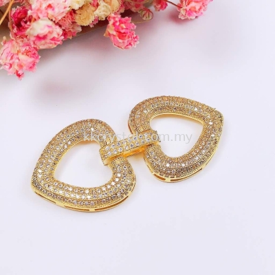 Clasp, Code B248282, Love Shape, Gold Plated, 2pcs/pkt