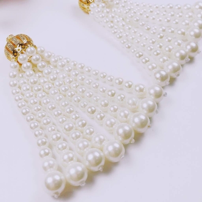 Tassel, Crown Charm & Pearl, Code 04#, Gold Plated, 2pcs/pkt