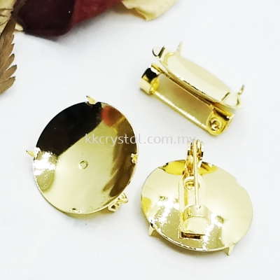 Disc Pin Brooch, 18mm, 008037, Gold Plating, 008037, 20pcs/pkt