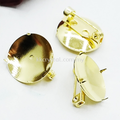 Disc Pin Brooch, 16mm, Gold Plating, 007030, 20pcs/pkt