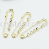 Pin Brooch with Rhinestone, Gold Plating, 005036, 10pcs/pkt Pin Brooch, Pin, Shawl Pin  Jewelry Findings