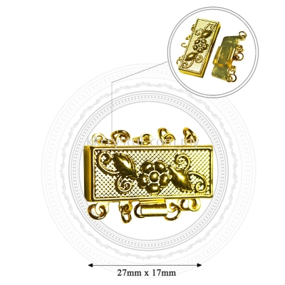 Fashion Clasp, H1544, 5Holes, Gold, 4pcs/pkt (BUY 1 GET 1 FREE)