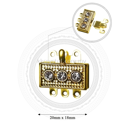 Fashion Clasp, H6436, 3Holes, Gold, 6pcs/pkt (BUY 1 GET 1 FREE)