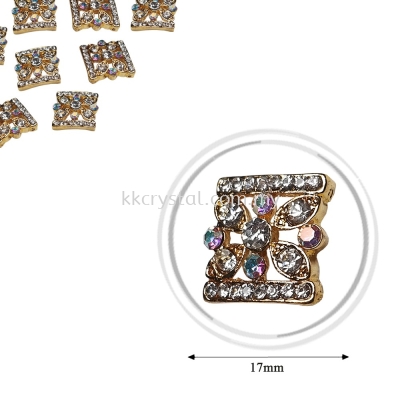 Fashion Rhinestone Diverter, S1027 Gold Crystal AB 17mm, 4pcs/pkt (BUY 1 GET 1 FREE)