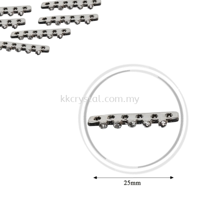 Fashion Rhinestone Diverter, S3960 Silver White 25mm, 10pcs/pkt (BUY 1 GET 1 FREE)