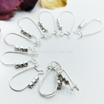 Earring Kidney, Silver Plating, 20pcs/pkt