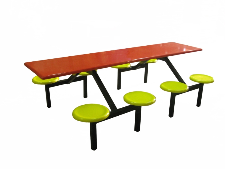 AK 808 - FIBREGLASS TABLE WITH STOOL 8 Seater Canteen Furniture Fibreglass Furniture