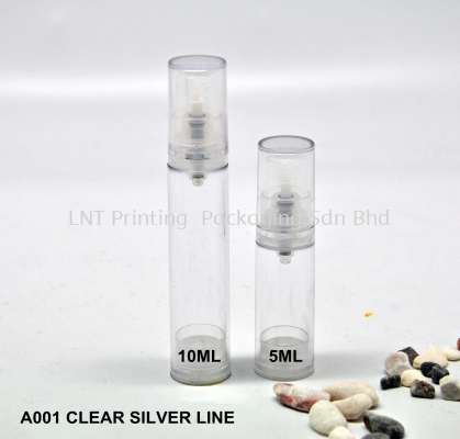 A001 CLEAR AIRLESS BOTTLE + SILVER LINE
