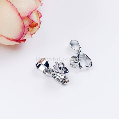 Pendant Clips with Diamond, Small, Plated, 005019, 10pcs/pack