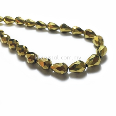 Crystal China, Teardrop 08mm, B77 Metalic Gold 