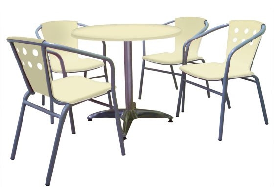 AK404CS - FIBREGLASS TABLE WITH CHAIRS Cafe Table Set (Fiberglass Table Top) Fibreglass Furniture