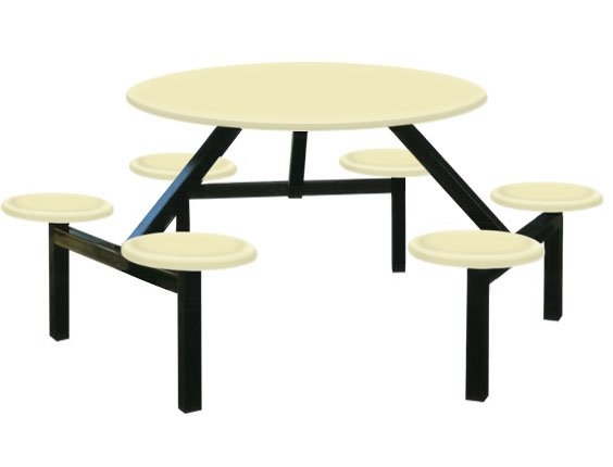 AK606 - FIBREGLASS TABLE WITH STOOL 6 Seater Round Table (Fibreglass Table Top) Fibreglass Furniture