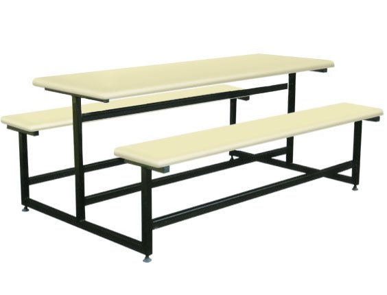 AK609 - FIBRE GLASS TABLE WITH BENCH 6 Seater Canteen Table (Fibreglass Table Top) Fibreglass Furniture