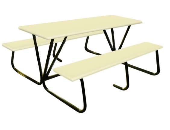 AK602 - FIBREGLASS TABLE WITH BENCH 6 Seater Canteen Table (Fibreglass Table Top) Fibreglass Furniture