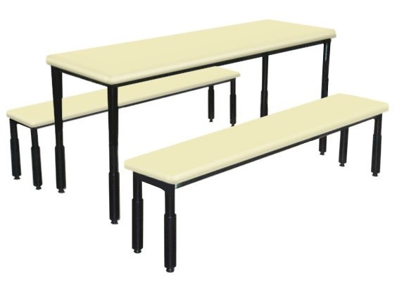 AK601 - FIBREGLASS TABLE WITH BENCH 6 Seater Canteen Table (Fibreglass Table Top) Fibreglass Furniture