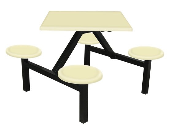 AK404F - FIBREGLASS TABLE WITH STOOL 4 Seater Square Table (Fibrglass Table Top) Fibreglass Furniture