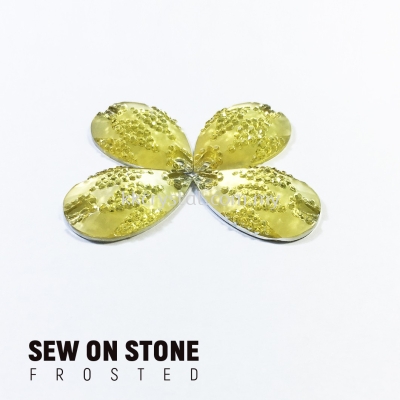 Sew On Stone, Frosted Print, 02# Teardrop, 15x22mm, Color 01#, 4pcs/pack (BUY 1 GET 1 FREE)