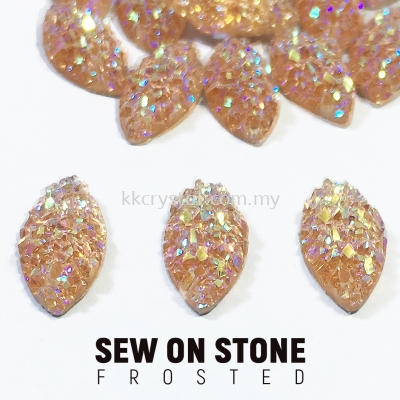 Sew On Stone, Frosted, Code 05# Navette, 7x15mm, 001# Light Peach2x, 20pcs/pack (BUY 1 GET 1 FREE)